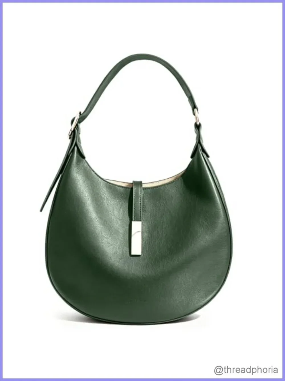 Faux Leather Hobo Shoulder Bag with Adjustable Strap, Zip Pocket